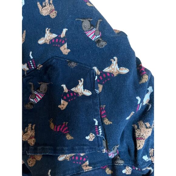 Simply Southern Dog pattern rick rack trimmed retro jeans‎ XL 5 pocket Boho - Picture 5 of 5